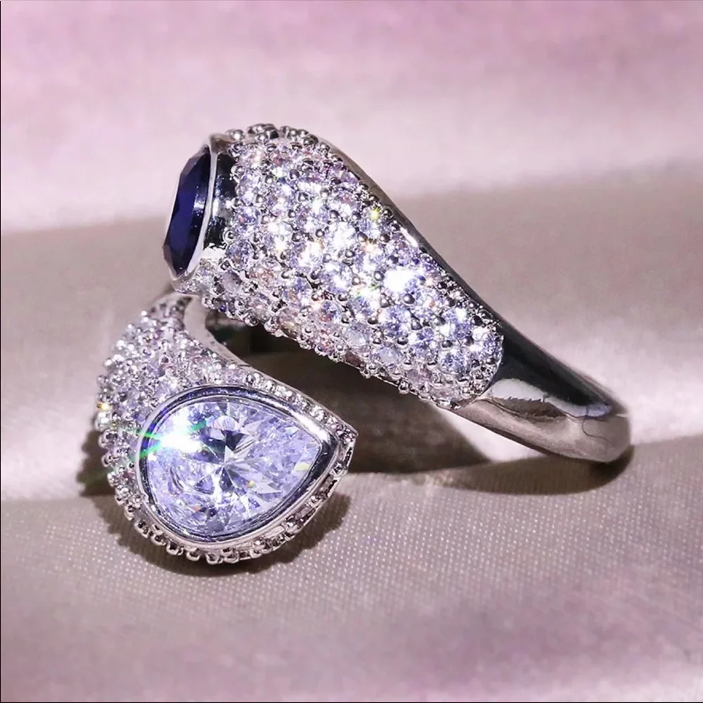 New Women’s 925 Silver Beautiful Sapphire Ring - Picture 3 of 5